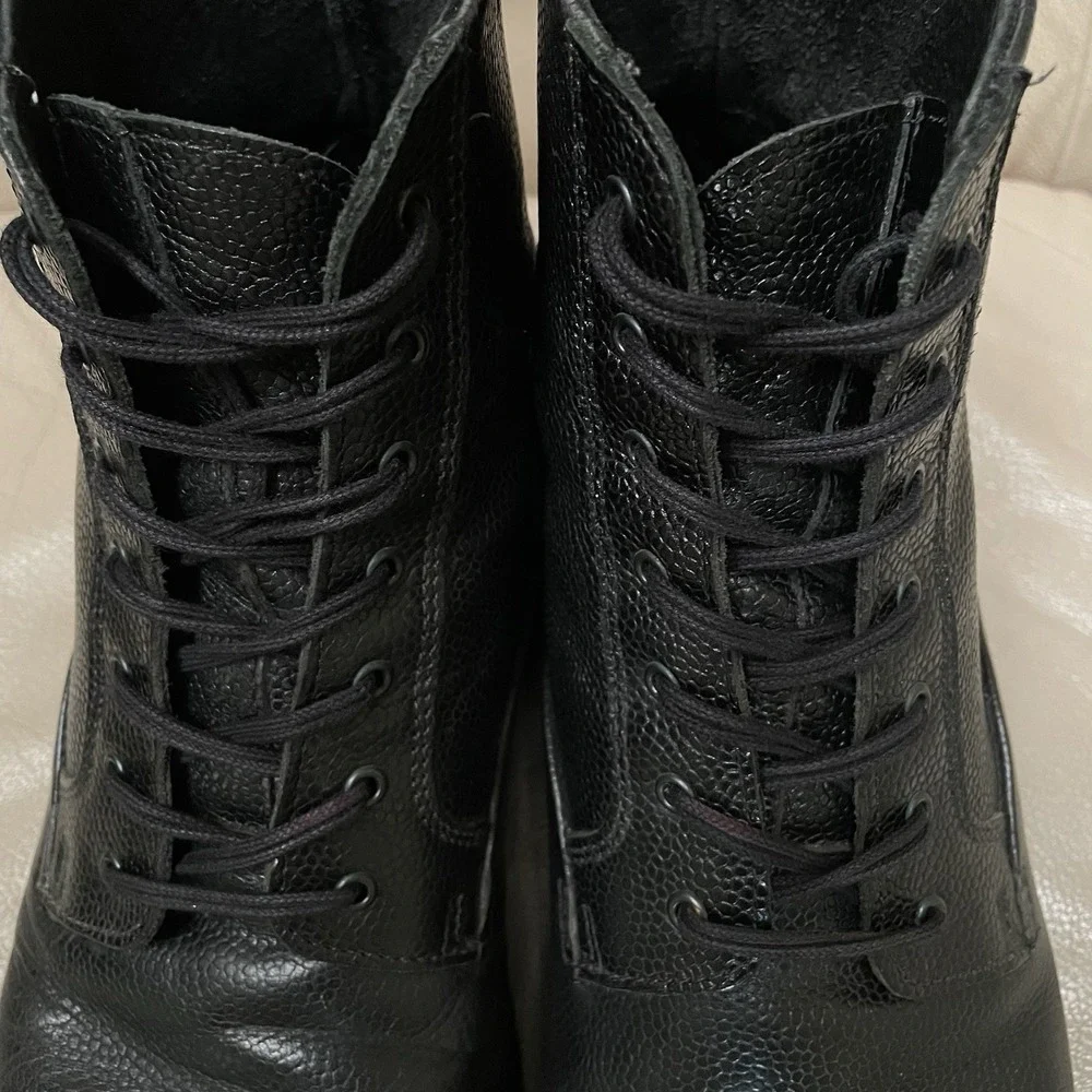 Y2K Diesel Service Boots Men's 9/42 *Portugal Black Pebble Leather Lace Up RARE